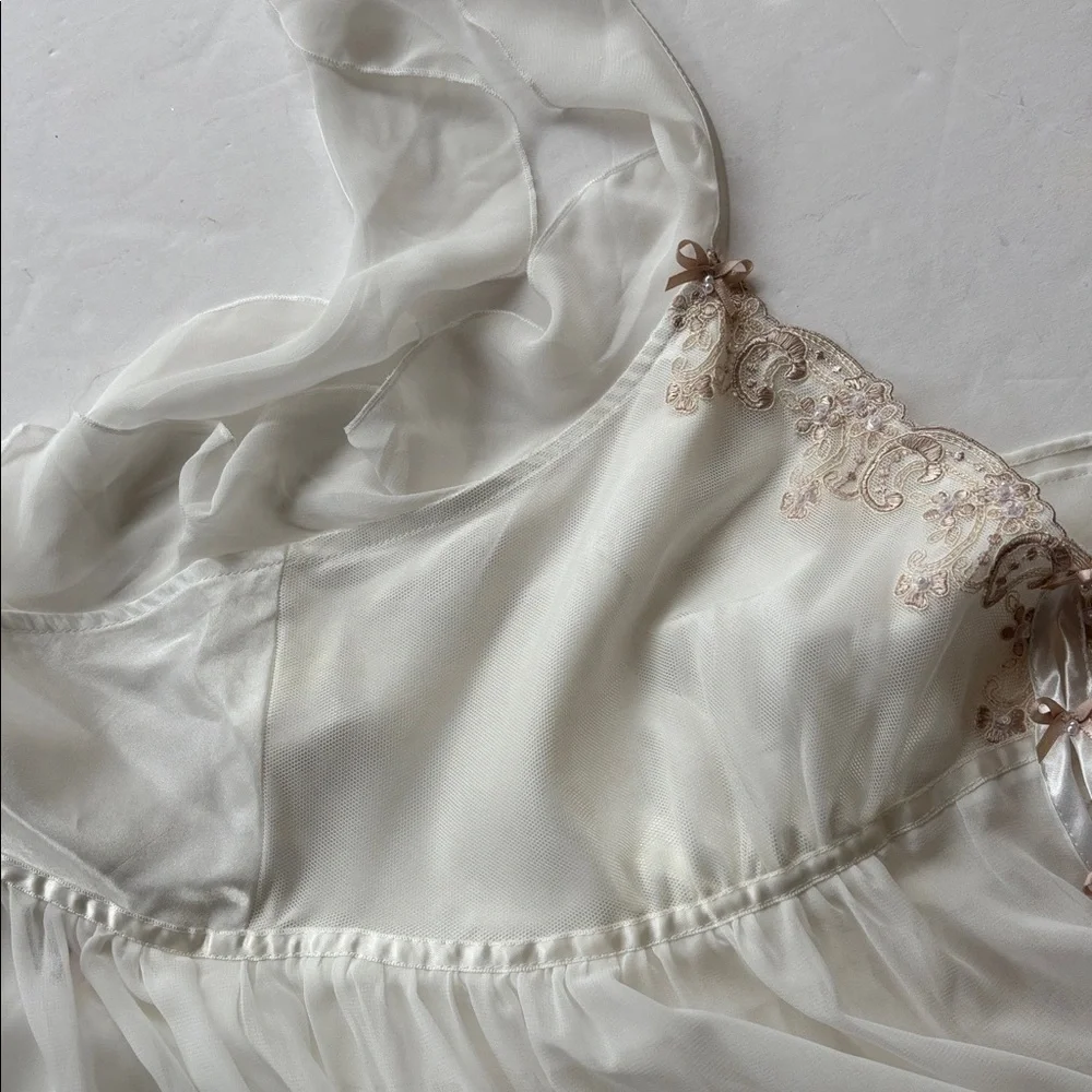 Vintage Y2K Princess Slip Dress White Renaissance Girly 90 L New Fairy Romantic - Picture 15 of 16